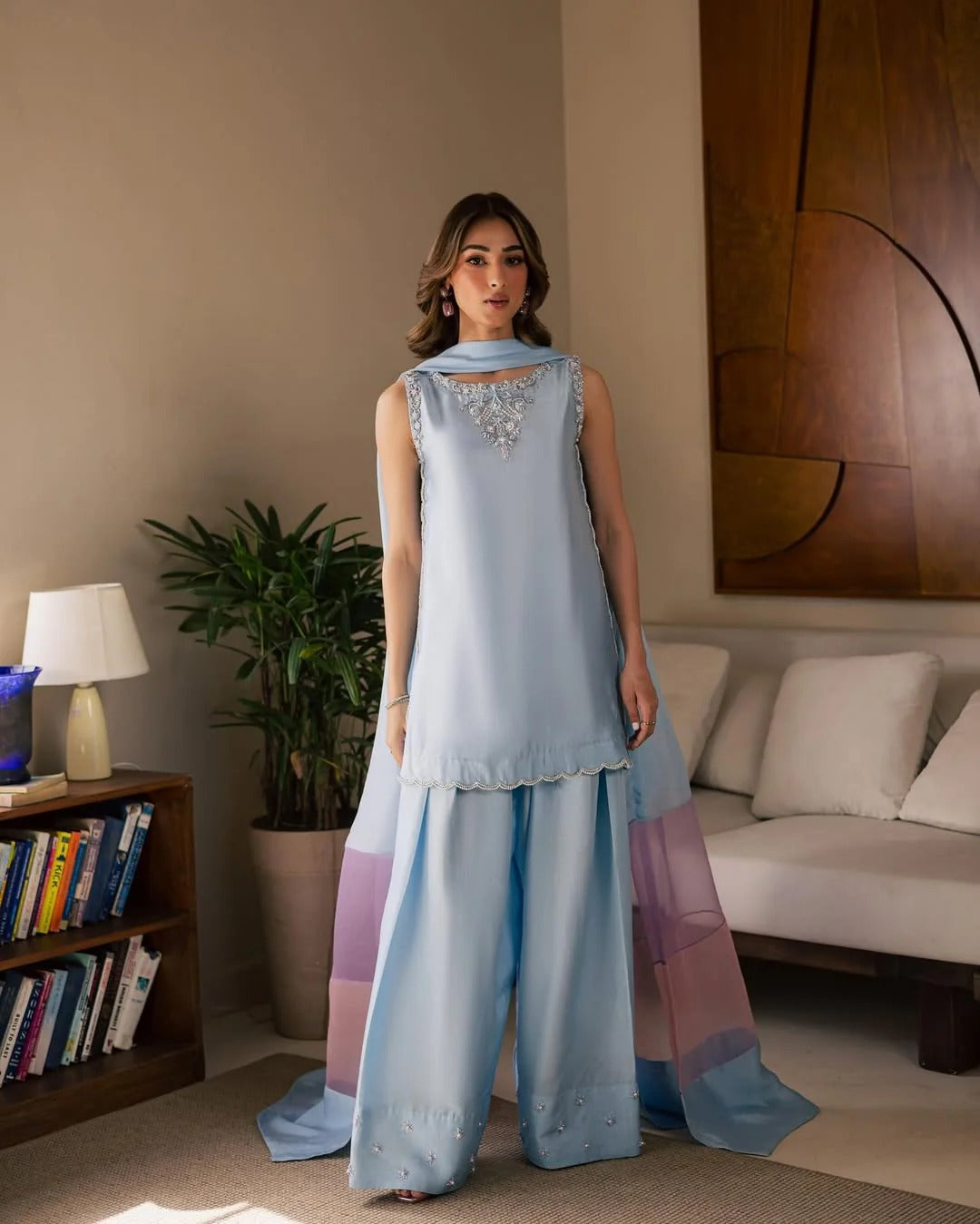 pastel blue pakistani dress Periwinkle Blue
