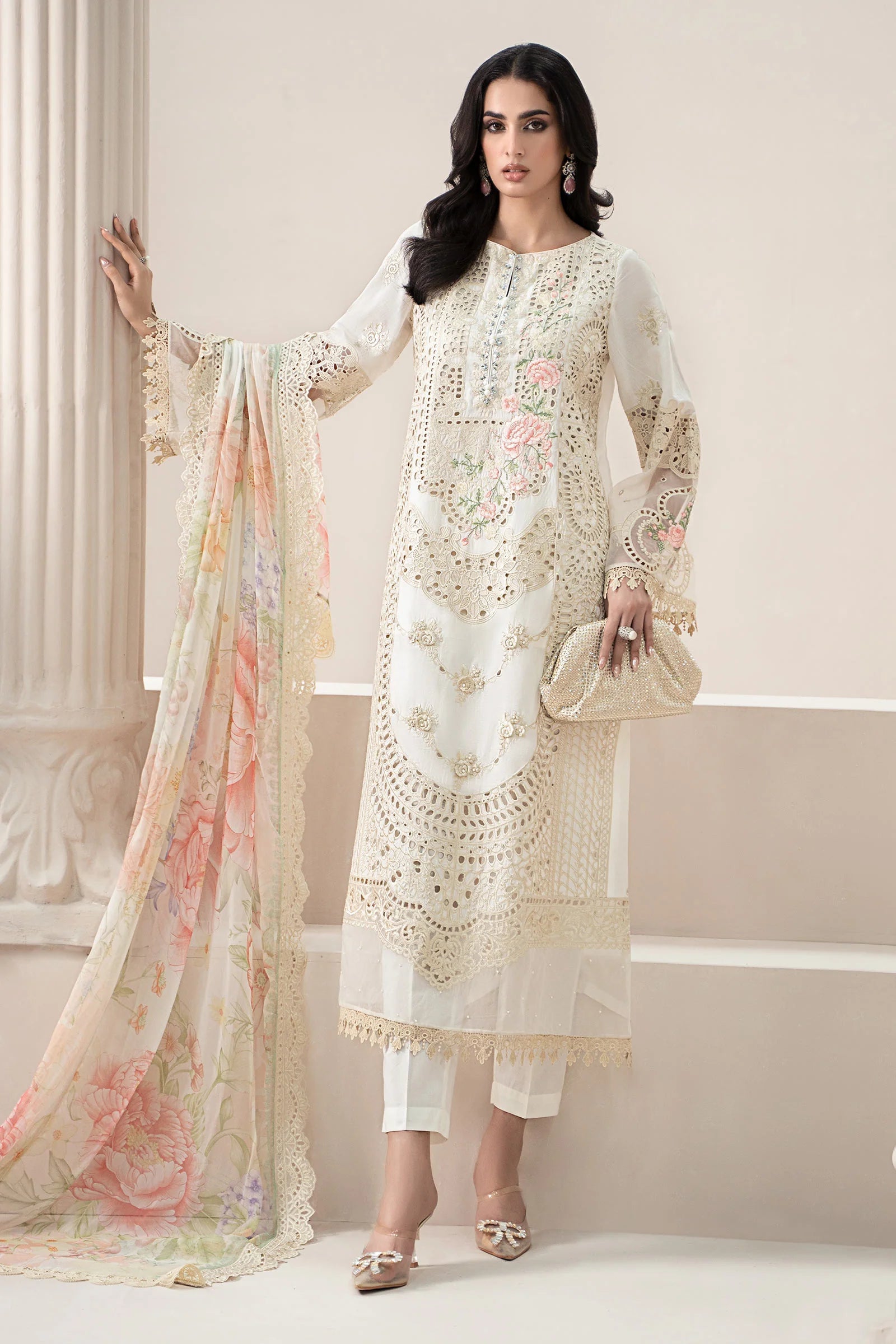 Maria.B Cotton Luxury Chikankri - Off White Pakistani Designer Dresses Maria.B Cotton Luxury Chikankri - Off White Pakistani Designer Dresses