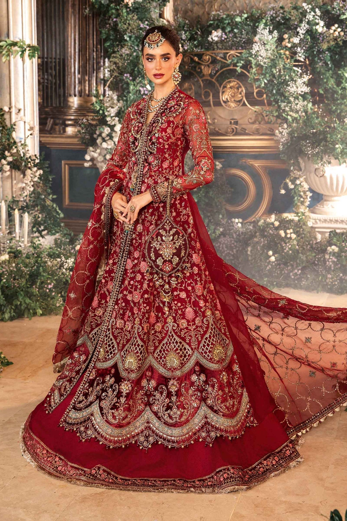 Indian Bride In Red Gown Nikkah Red Traditional Pakistani Wedding