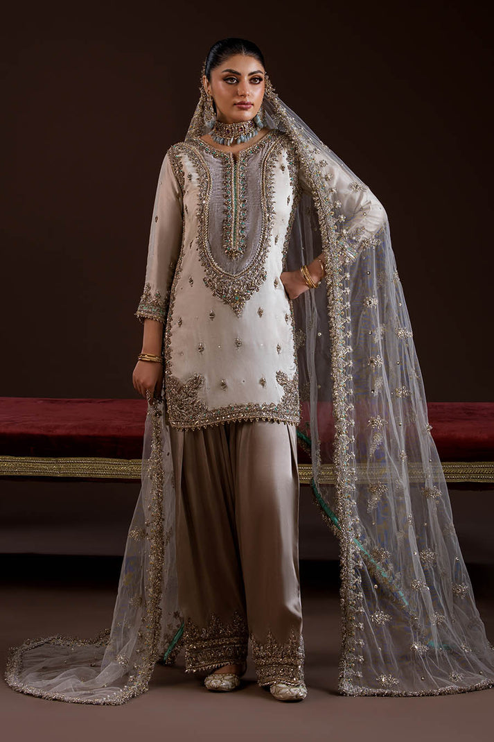 Pure Glass Silk Dress with Zardozi Work  Pakistani Designer Dresses