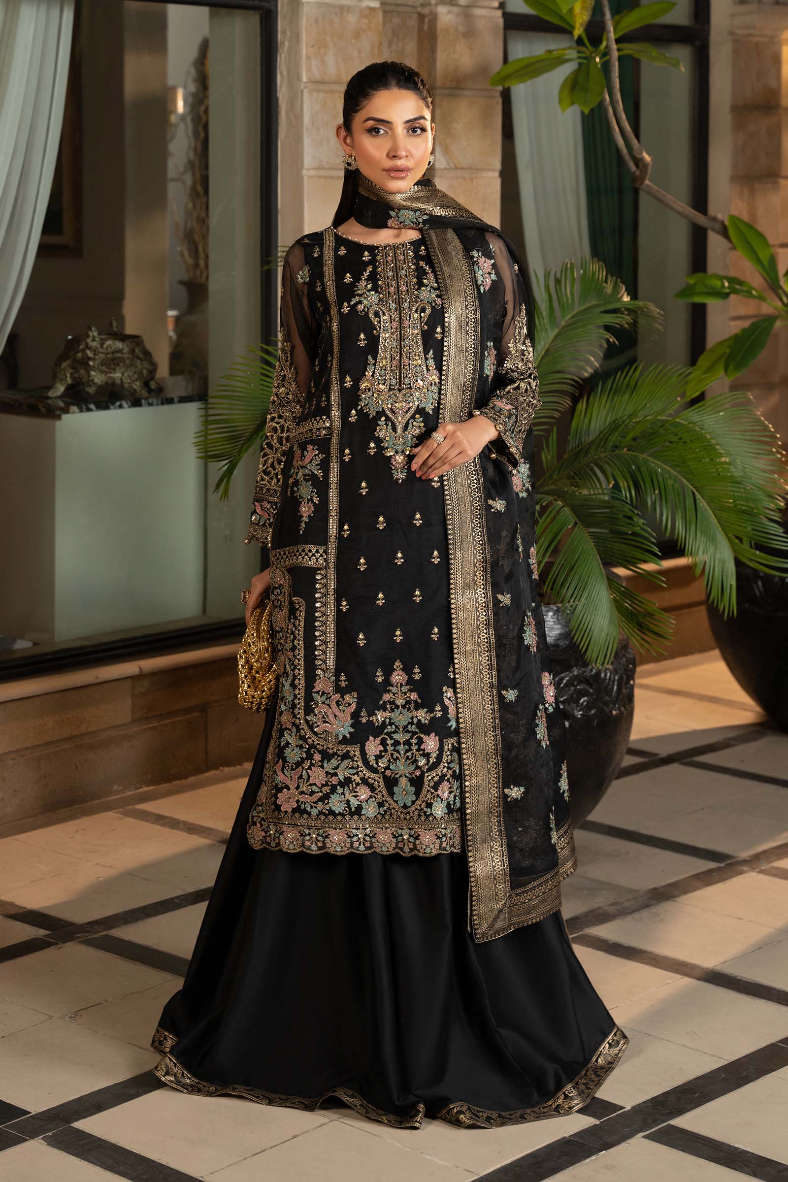 Elegant Pakistani Wedding Guest Dresses SF-EF25-24-Black Pakistani Designer Dresses Elegant Pakistani Wedding Guest Dresses SF-EF25-24-Black Pakistani Designer Dresses
