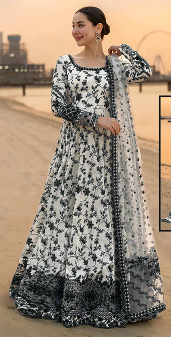 Jehona blk pakistani lawn salwar kameez maxi dress summer collection – Pakistani Designer Dresses