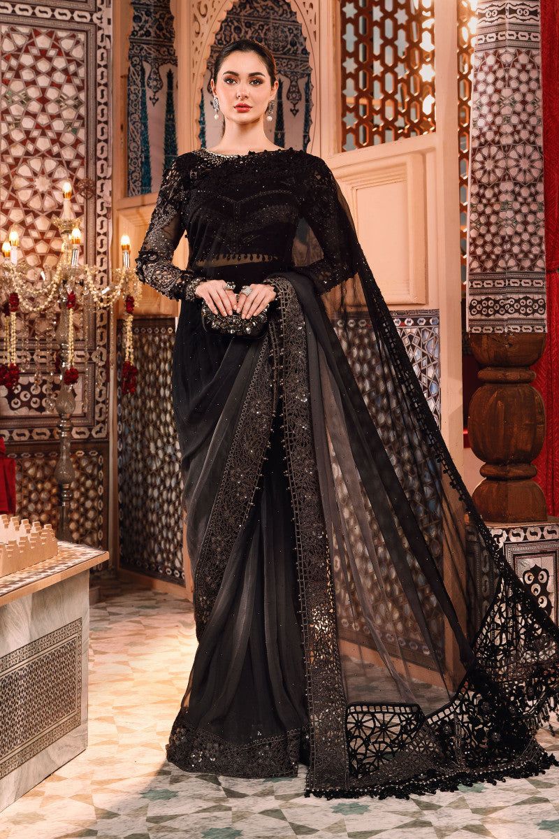 Maria B Mbroidered saree Grey and Black (BD-2504) Pakistani Designer Dresses Maria B Mbroidered saree Grey and Black (BD-2504) Pakistani Designer Dresses
