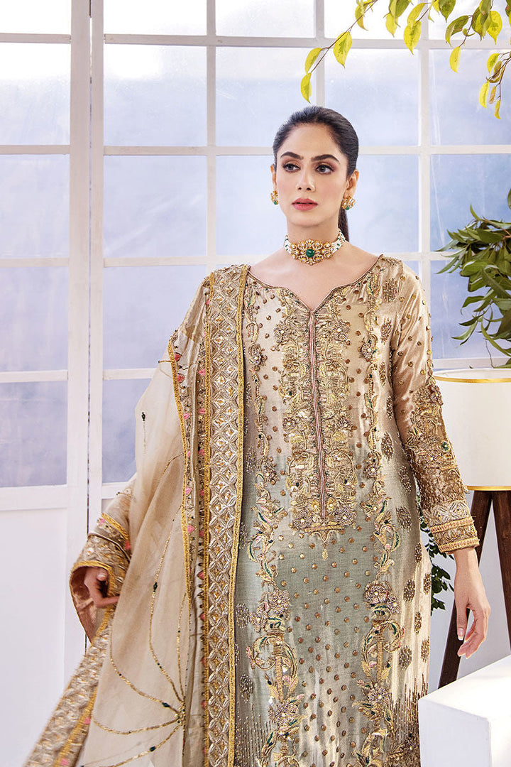 golden color dress pakistani Gold Pakistani Maxi Dress | Imrozia Serene Mehram Brides '23 | SB-16