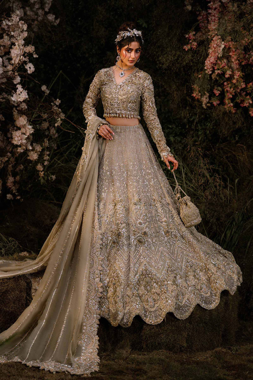 Azureh Pakistani indian wedding bridal dresses mehndi nikkah eid formal party outfits usa uk Unstitched / 5.2 ft