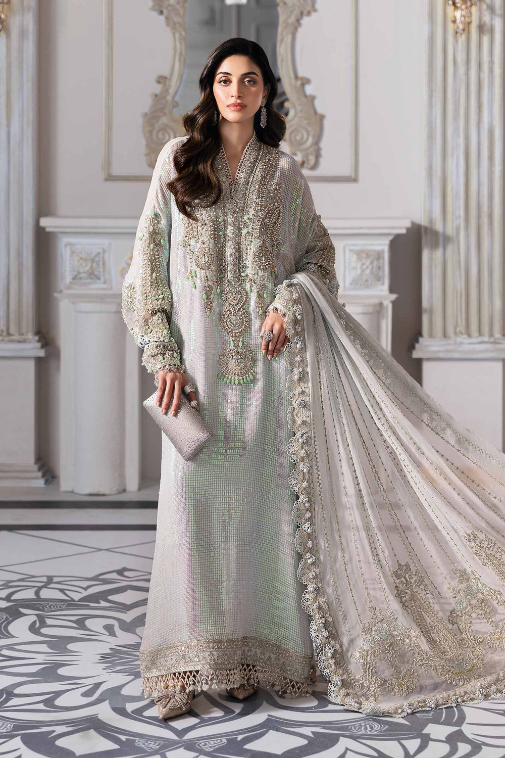 BD-3005-Ice Blue – Pakistani Designer Dresses