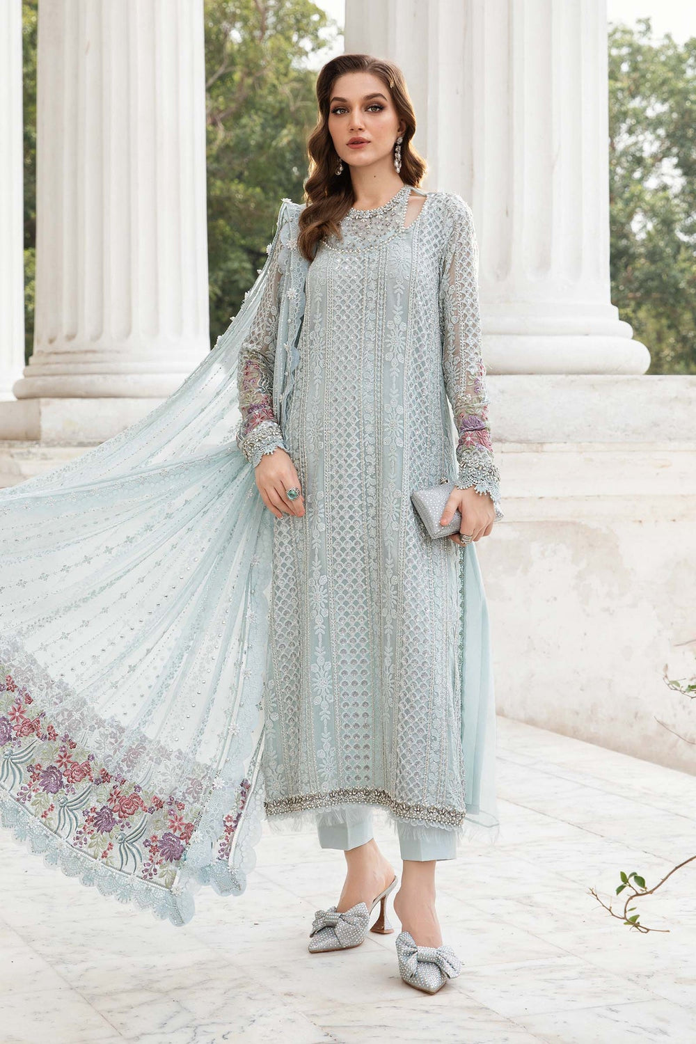 mpc-24-103-ice-blue Pakistani indian wedding bridal dresses mehndi nikkah outfits usa uk L / 5.5 ft