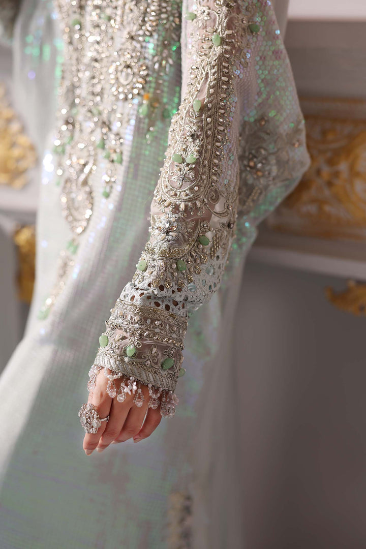 ice blue color dress pakistani Ice Blue Long Net Maxi pearlsandpetalsuk