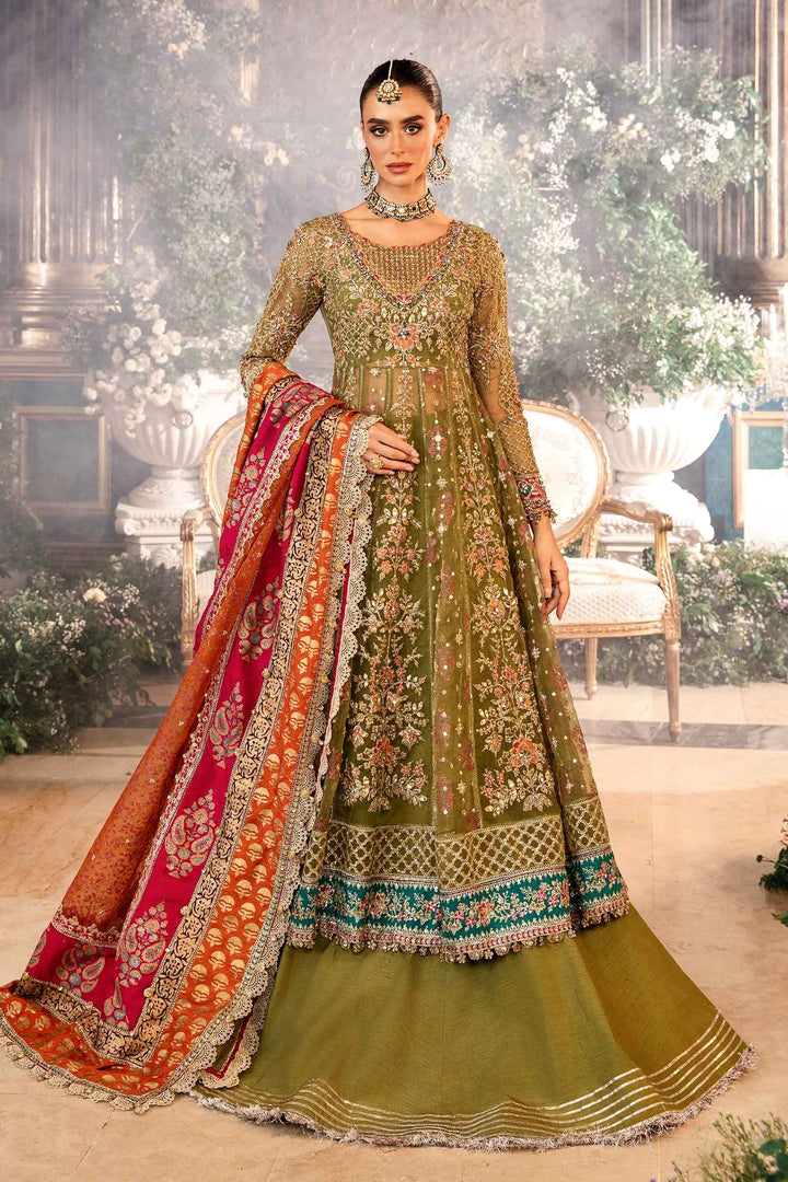 Maria B BD-2906 Olive Green Pakistani indian wedding bridal dresses usa uk mehndi nikkah outfits L / 5.3 ft Maria B BD-2906 Olive Green Pakistani indian wedding bridal dresses usa uk mehndi nikkah outfits L / 5.3 ft