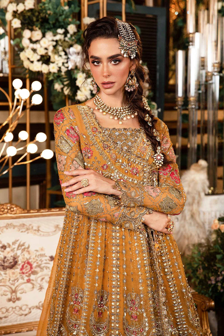 mustard designer dress Mustard Gown with Embellished Long Sleeves 10 / Short
