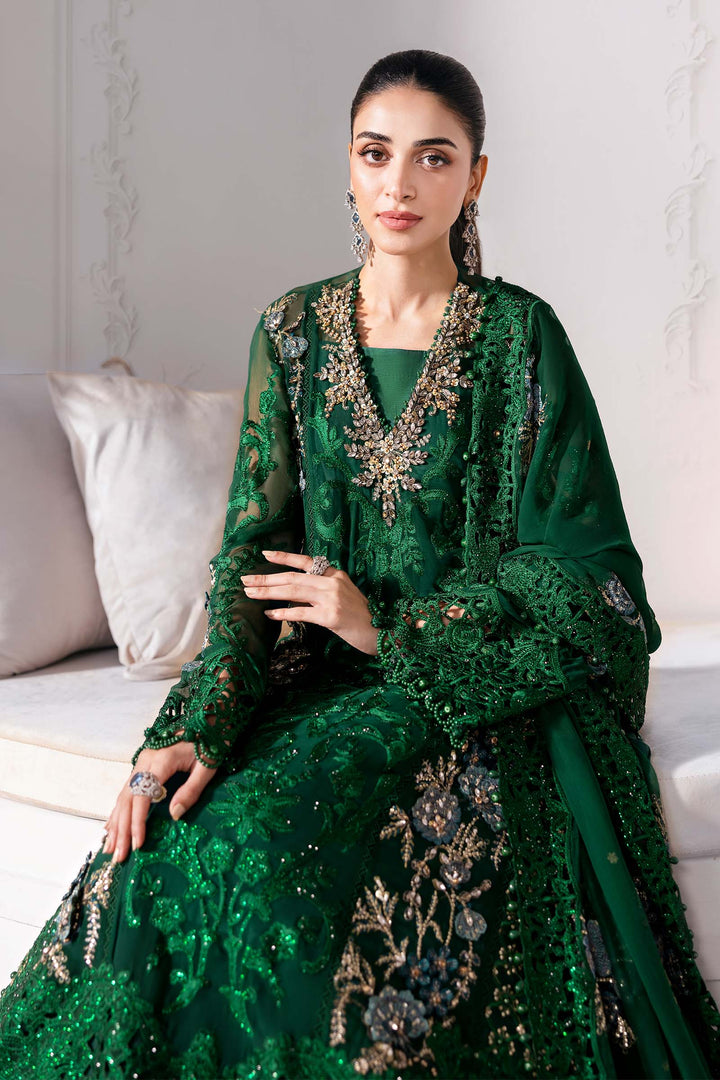 emerald green pakistani dress Stunning Pakistani Emerald Green Dress In Chiffon # C2087