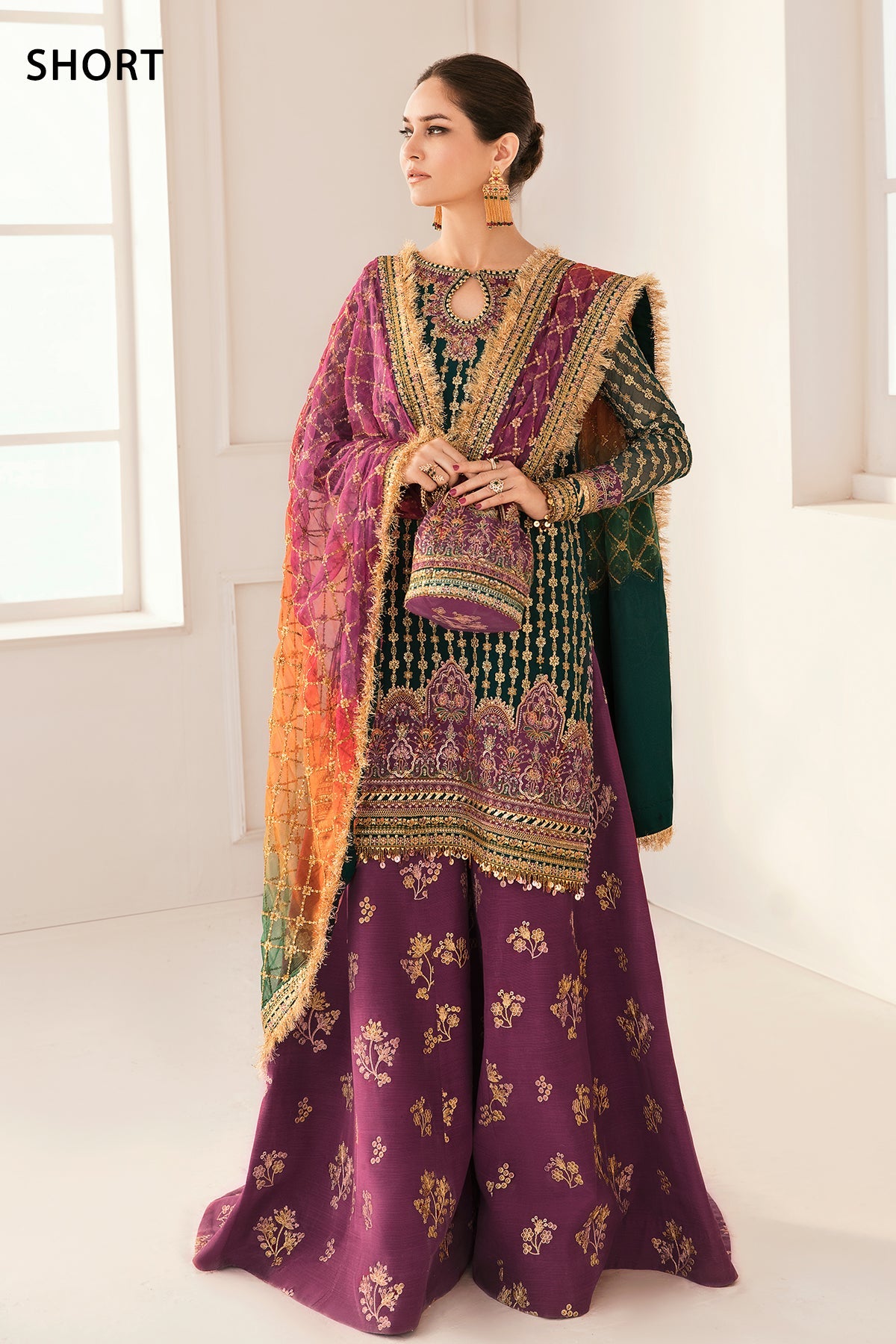 EMBROIDERED CHIFFON CH11-06 Pakistani indian bridal wedding party dress usa uk L / 5.4 ft