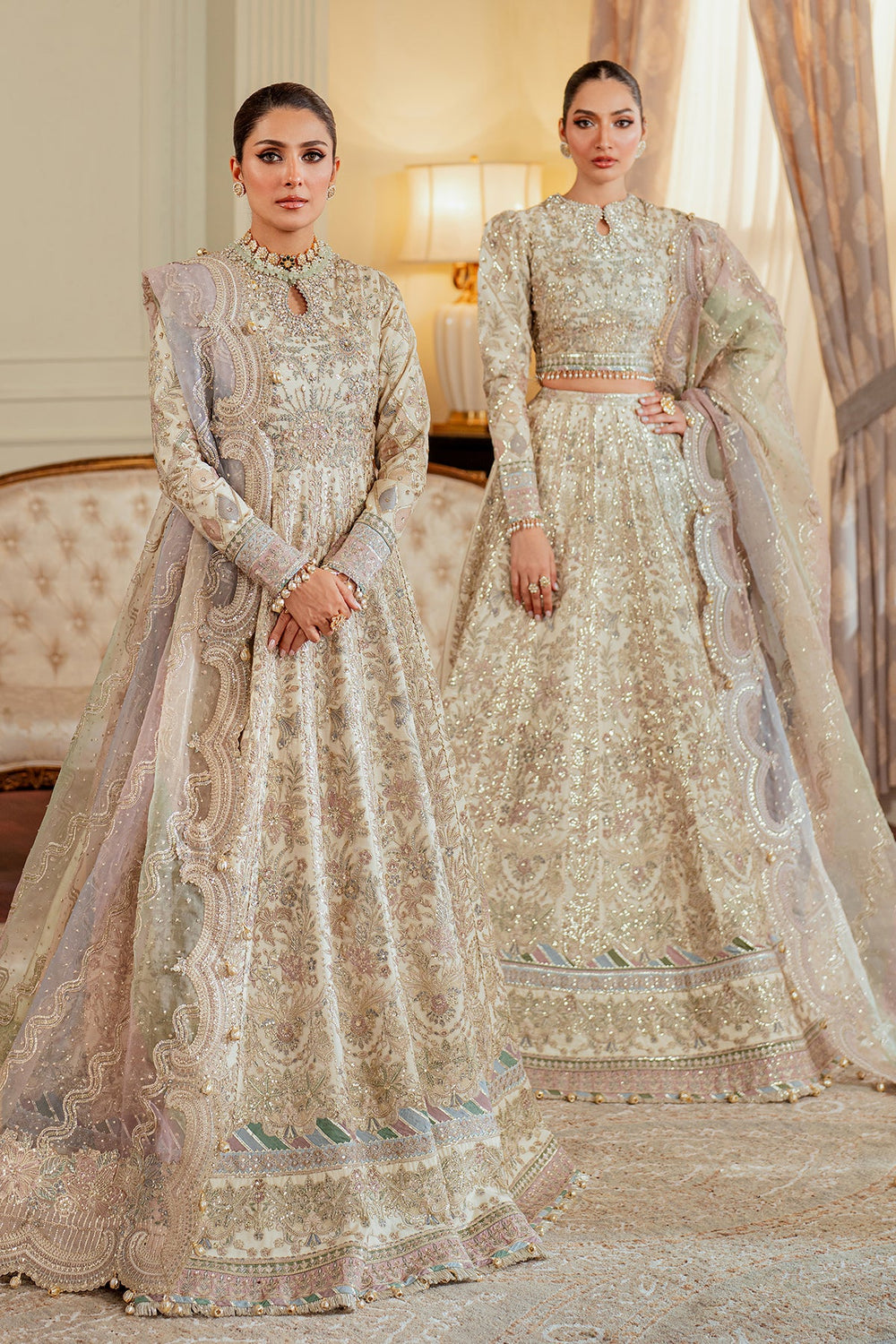 EMBROIDERED NET CH13-06 Pakistani indian wedding formal party dress usa uk L / 4.9 ft