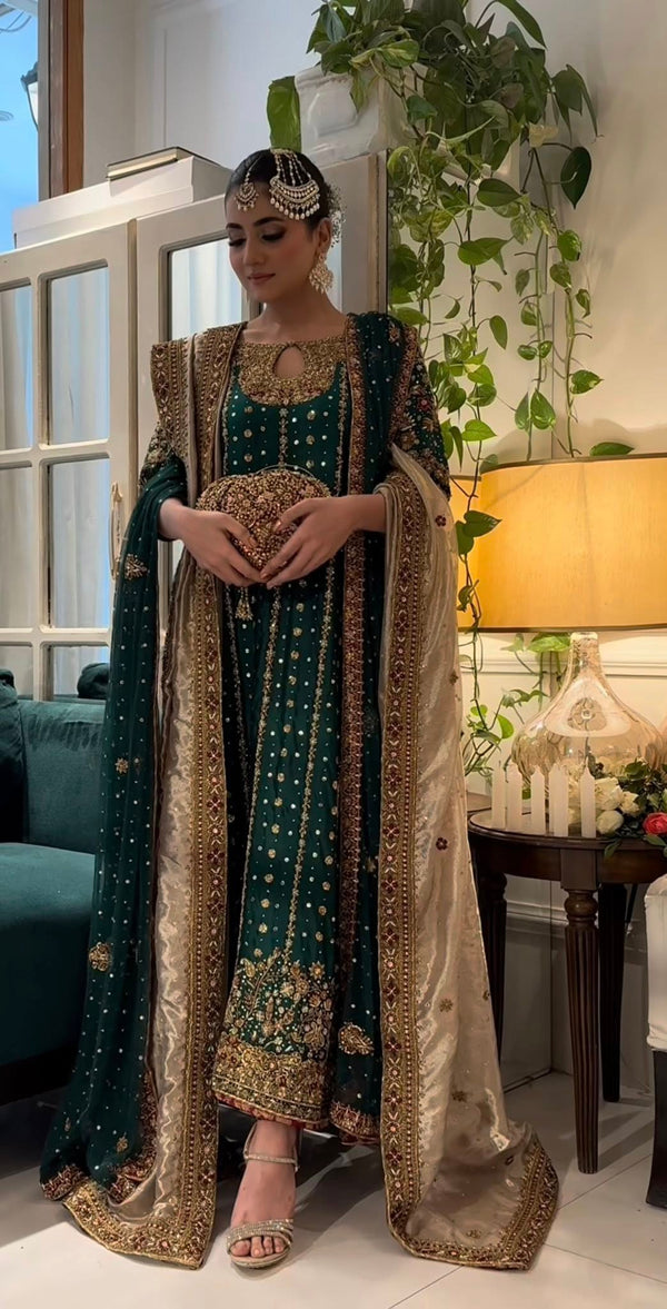 Haris Shakeel - mehru pakistani indian wedding bridal dress, mehndi nikkah oufits guest suits