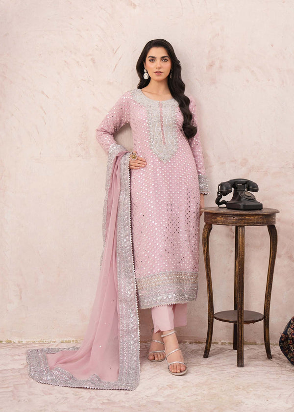 Roohi - Haseens Official pakistani indian wedding salwar kameez formal party chiffon dress luxury style clothes guest wear shadi jora embroidery pink chiffon suit
