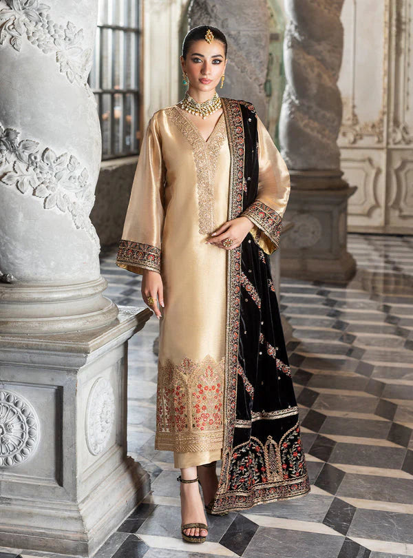 Zainab Chottani Luxury Velvet Wedding Collection - Gold & BLACK