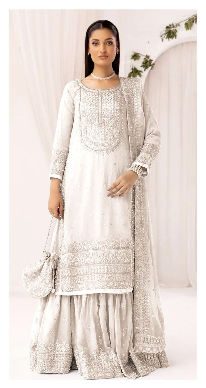 hussain rehar white nikkah dress for pakistani indian wedding bridal wear walima barat party dress