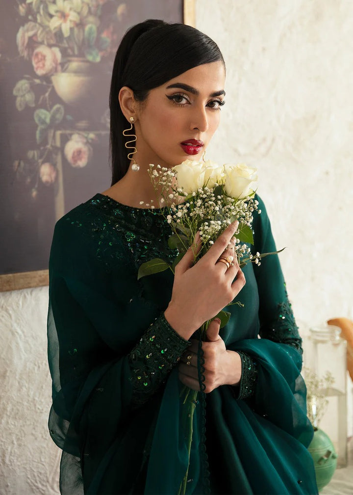 bottle green dress pakistani Bottle Green Pakistani Dress with Embroidery #PF442