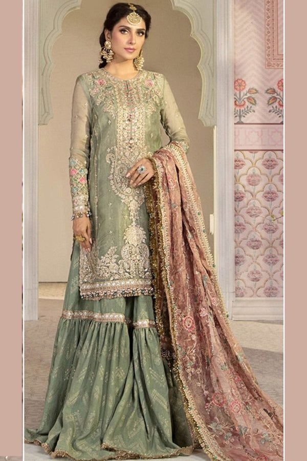 Maria b Pistachio Green and Salmon pink (BD-2205)