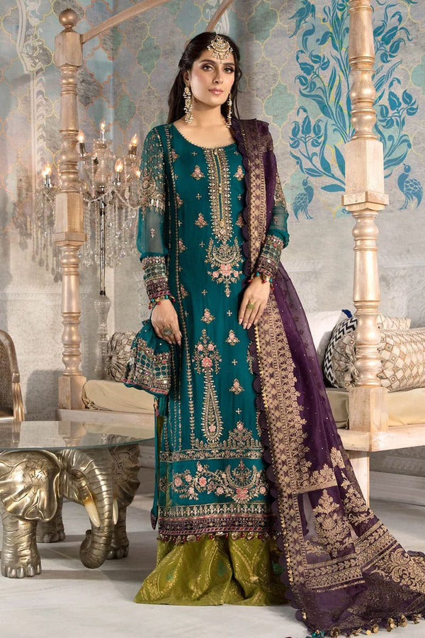 Maria b Teal blue, Olive Green and Purple (BD-2202)