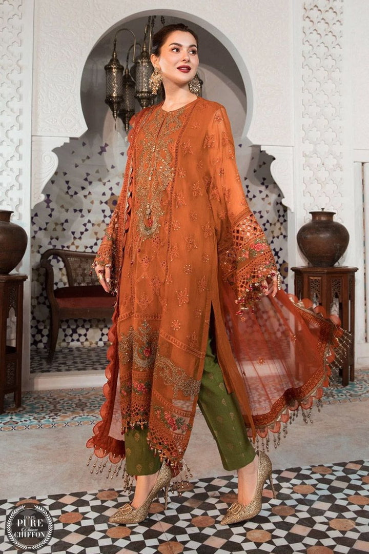 Maria b MPC-21-101-Rust and Olive Green Pakistani Designer Dresses Maria b MPC-21-101-Rust and Olive Green Pakistani Designer Dresses