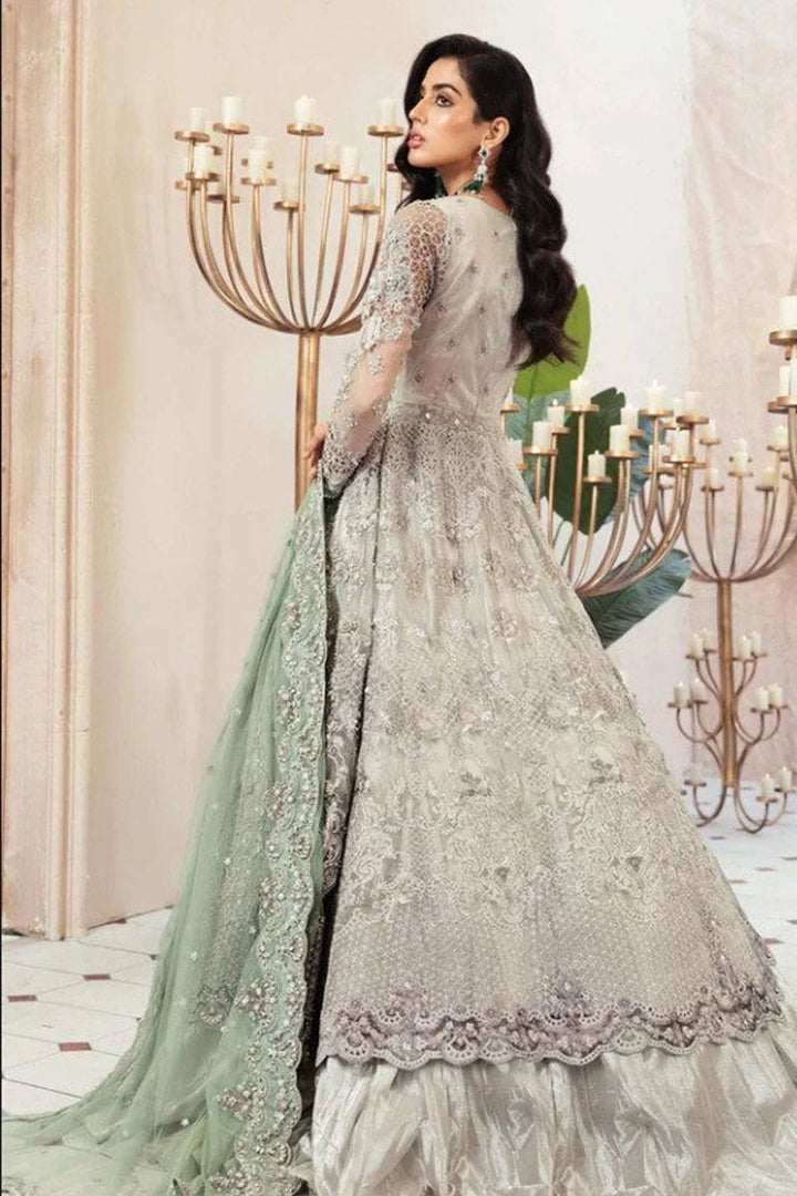 maria b grey dress MARIA B Soiree Unstitched Embroidered Net Suit