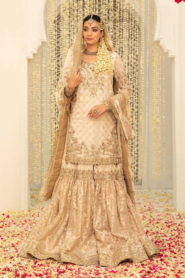 Maria B Bridal Couture Ivory Gold MC-047