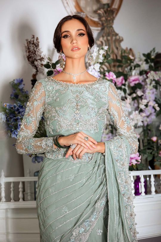Maria B Couture saree Sea Green MC-807 Pakistani Designer Dresses Maria B Couture saree Sea Green MC-807 Pakistani Designer Dresses
