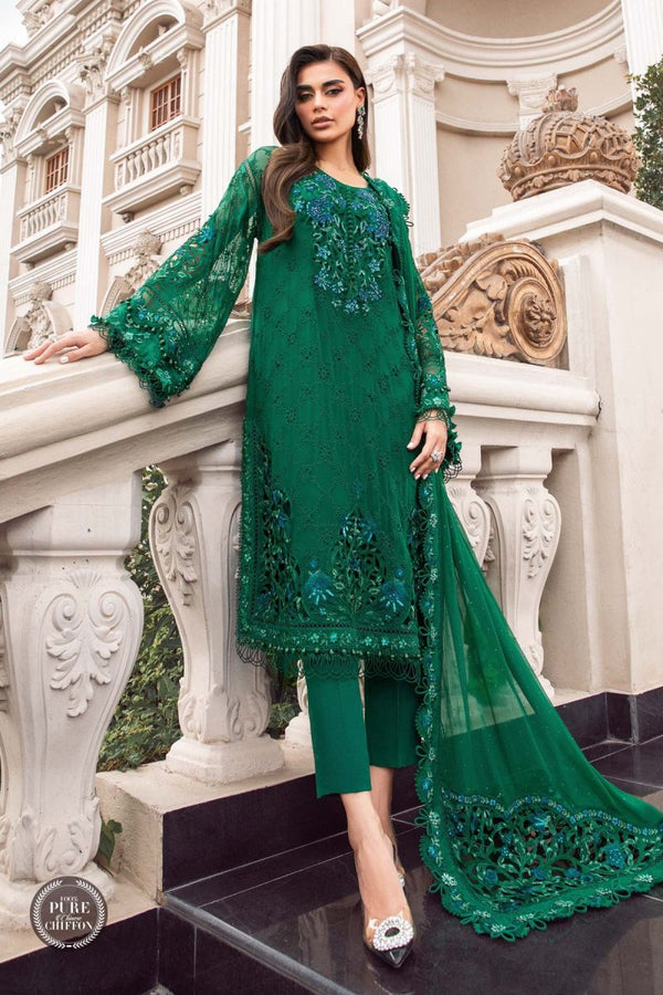 Maria B Chiffon Emerald Green MPC-23-108