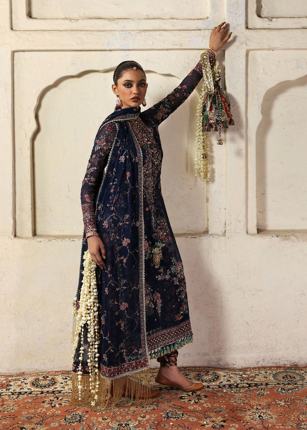 navy blue dress pakistani Rabab indian wedding bridal dresses mehndi nikkah outfits XXXL / 4.9 ft KSTM Racerback Maxi Sweater and shimmering details—bringing depth handcrafted wood vanity COLOR:MINUIT