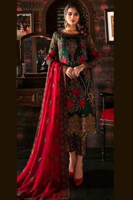 Imrozia custom stitch salwar Kameez style Wedding Dress chiffon collection