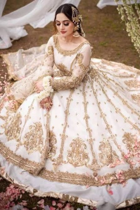 Aisha Imran custom stitch Long Maxi style Wedding Dress Bridal Collection White