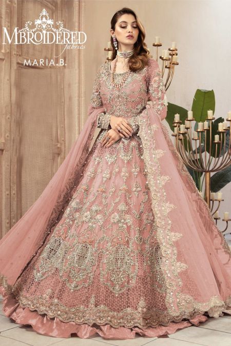 Maria b Pakistani Wedding Dresses Indian dress bridal Maxi Tea Pink (MC-031)