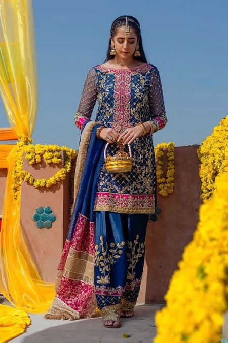 Imrozia Pakistani Wedding dresses Indian dress Blue salwar kameez chiffon clothes