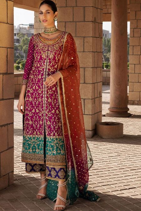 Zainab Chottani Wedding festive collection chiffon Dress custom stitch