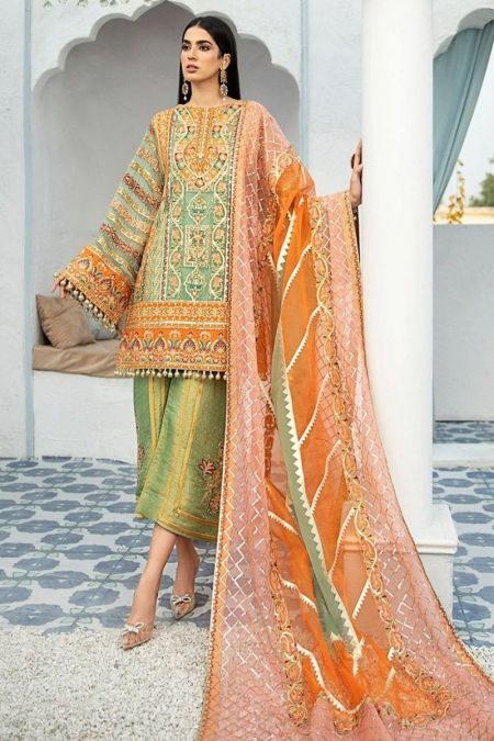 Maryum N Maria Orange custom stitch salwar kameez style Wedding Dress mehendi dholki