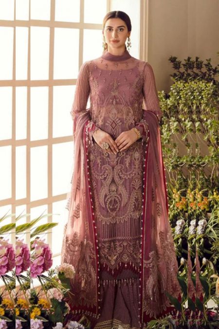 Afrozeh custom stitch Long shirt style Wedding Dress La Fuchsia VALENTINA