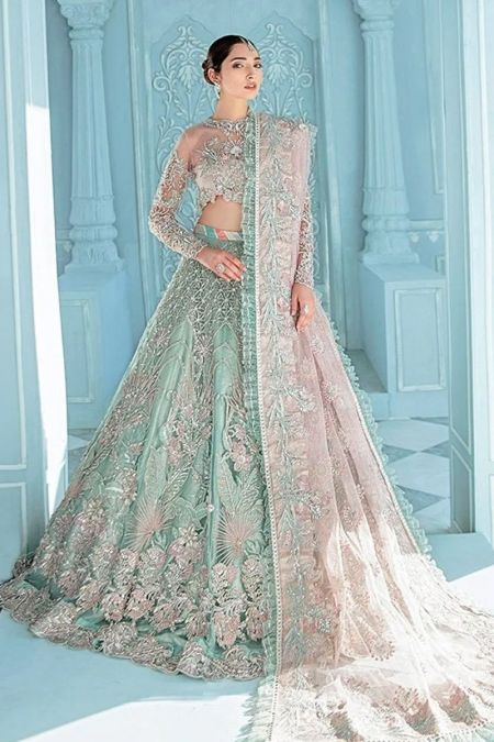 Republic Custom stitched Bridal Lehenga Choli Wedding dress WF-42 mint green