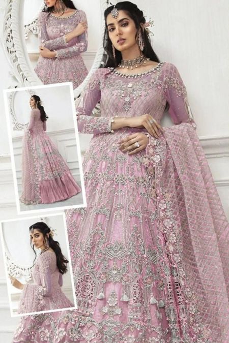 Maria b custom stitched Maxi long frock style Wedding Dress RUEDAD E SAHR-A ravishing blush pink