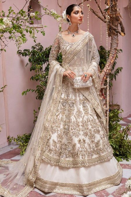 Gulaal custom stitched maxi lehenga style Wedding Dress Bridal collection Star white