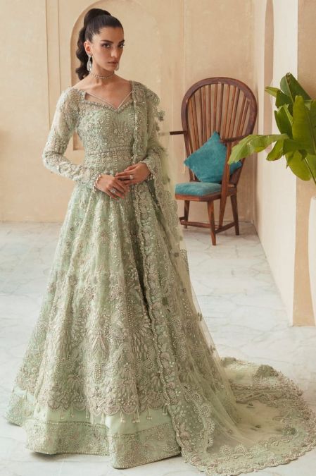 Soraya embroidery Bridal out fit mint green Aysel