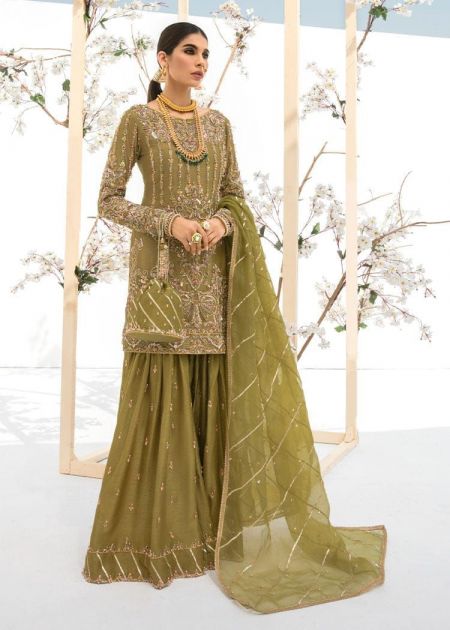 Kanwal Malik Mahjabeen Luxury formal Olive Green