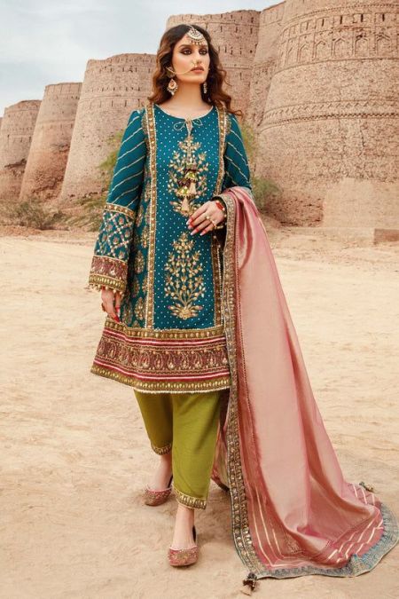 Maria B Couture Blue MC-705 Pakistani wedding dress indian dresses salwar kameez embroidered chiffon eid style suit womens clothes custom stitch latest collection