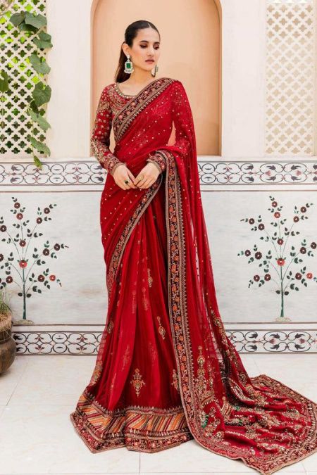 MARIA B Couture Deep Red MC-910 Pakistani wedding dress indian dresses salwar kameez embroidered chiffon eid style suit womens clothes custom stitch latest collection