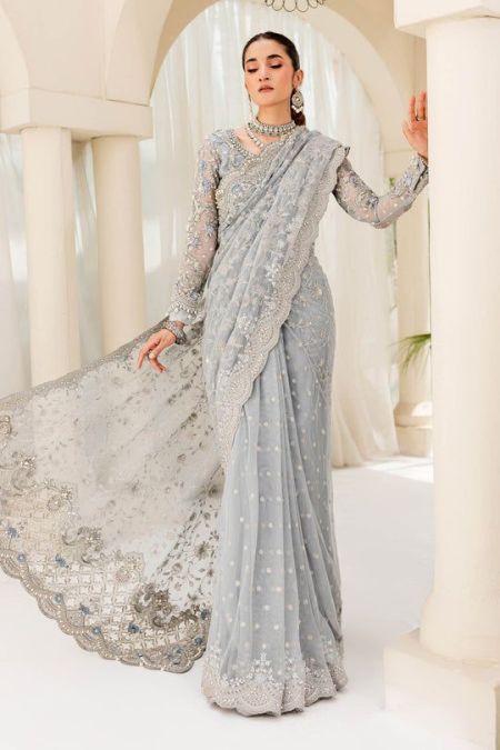 Maria B Couture Ice Blue MC-908 Pakistani wedding dress indian dresses salwar kameez embroidered chiffon eid style suit womens clothes custom stitch latest collection