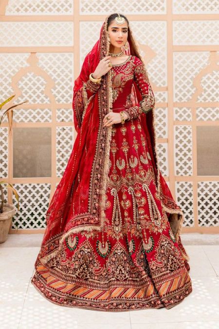 MARIA B Couture Deep Red MC-907 Pakistani wedding dress indian dresses salwar kameez embroidered chiffon eid style suit womens clothes custom stitch latest collection