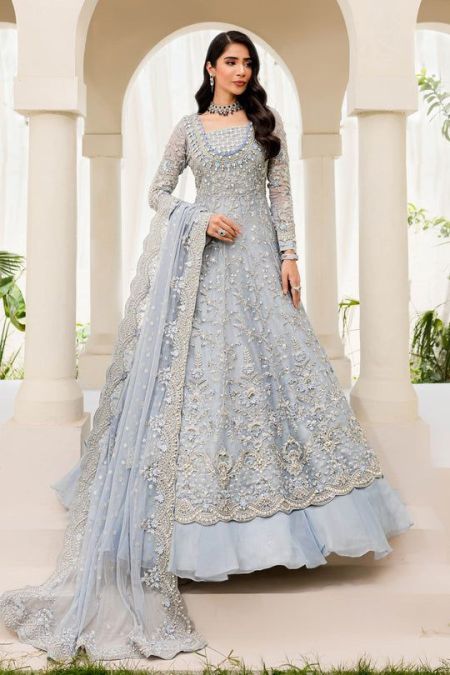 Maria B Couture Ice Blue MC-904 Pakistani wedding dress indian dresses salwar kameez embroidered chiffon eid style suit womens clothes custom stitch latest collection