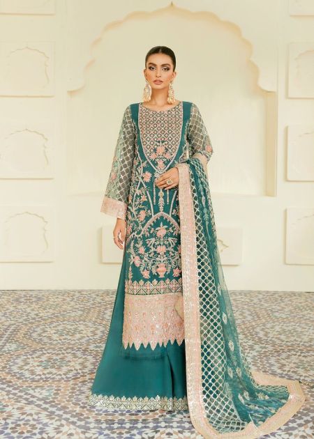 AKBAR ASLAM TOUCAN SKU: U-1387 Pakistani Dresses Wedding Mehndi Clothes Angrakha Style blue Indian embroidery dress Eid Party Suit Salwar Kameez Guest stitch Outfit Nikkah