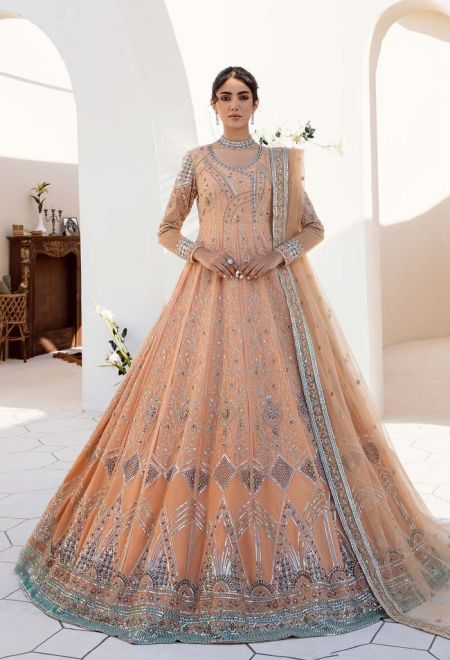 AKBAR ASLAM LEAH SKU U-1464 Pakistani Dresses Wedding Mehndi Clothes Angrakha Style blue Indian embroidery dress Eid Party Suit Salwar Kameez Guest stitch Outfit Nikkah