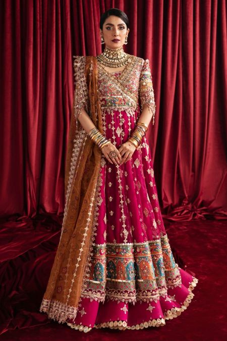 QALAMKAR HR 04 LEELA Pakistani Dresses Wedding Mehndi Clothes Angrakha Style blue Indian embroidery dress Eid Party Suit Salwar Kameez Guest stitch Outfit Nikkah